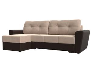 Диван угловой Лига Диванов Амстердам 117794L бежевый, коричневый, левый угол