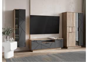 Стенка в гостиную Woodville Диамо 3 550847 софт графит, дуб каньон