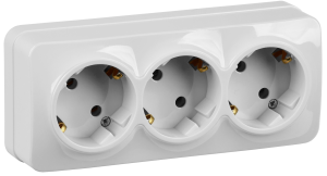 Розетка 3-местная с заземлением IEK Glory ERH31-K01-16 белый