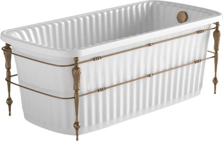 Ванна из искусственного камня Migliore Olivia 24378 174x80 белая, каркас бронза