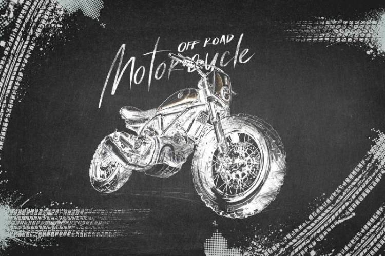 3D Фотообои Artegrafico «Стильный байк мелом» PD-005 песок