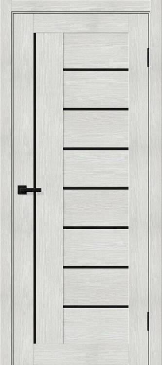 Межкомнатная дверь Остекленная Mr. Wood Браво-29 153-7579 Полотоно Bianco Melinga, Стекло Black Shine 2000х700