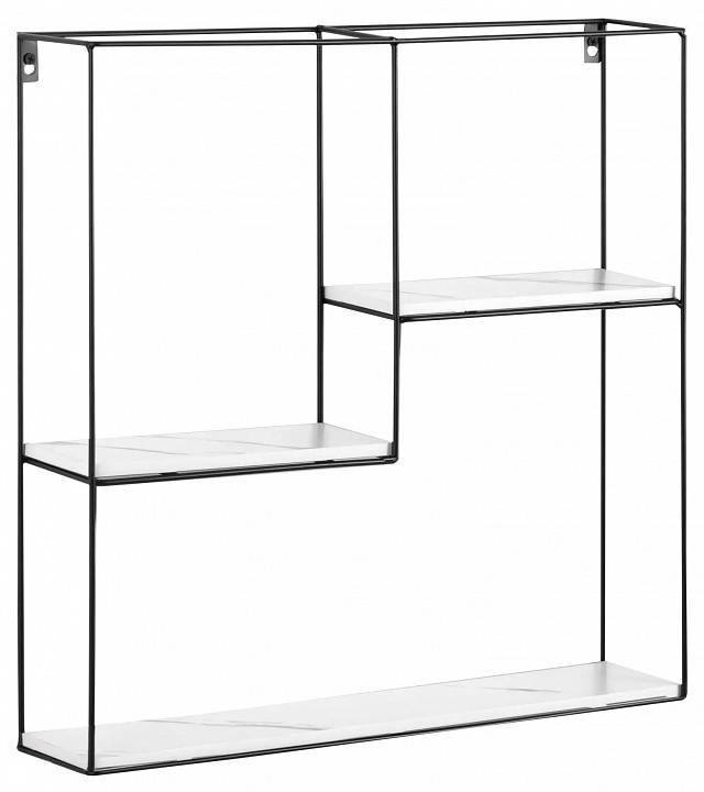 Полка навесная Stool Group Square FDC9684 bl w/m черная, белый мрамор 50x10x50