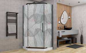 Душевой уголок AvaCan PB90MT профиль черный, стекло матовое, 90x90x195