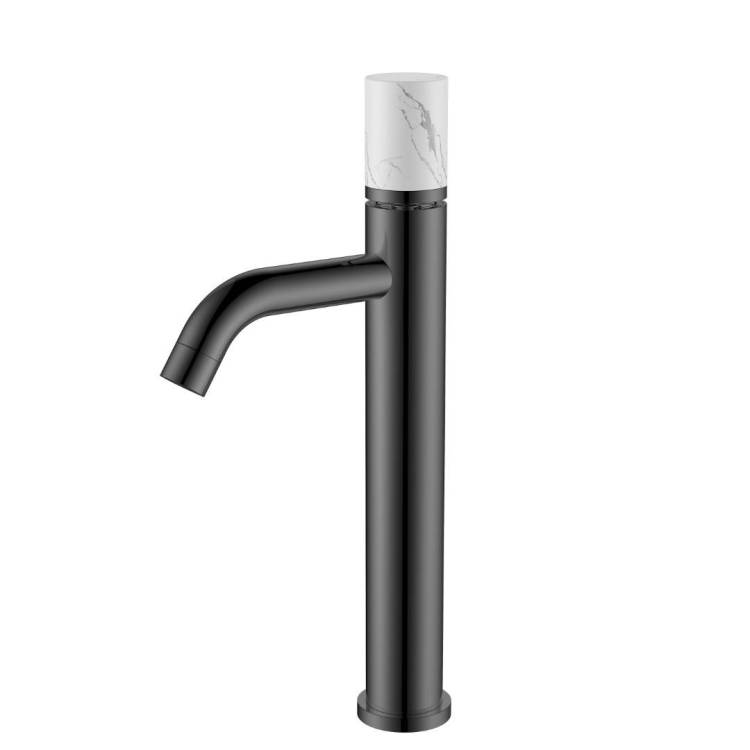 Смеситель для раковины Boheme Stick 122-GM-MR-W высокий, Gun Metal Mramor White