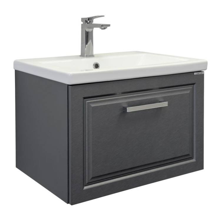 Тумба с раковиной Comforty Бросно-60П 00-00020428 подвесная, оружейная сталь