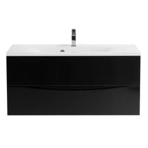 Тумба с раковиной Belbagno Marino MARINO-1100-2C-SO-NL-P 110x45x50 Nero Lucido подвесная с двумя выкатными ящиками