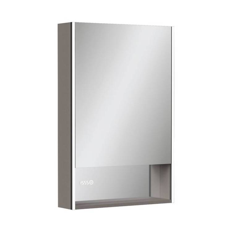 Зеркало-шкаф Equil Ferro zsFERRO60.R правый, с подсветкой, розеткой и часами, лен антрацит, 90x60