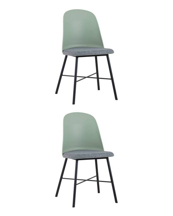 Набор из 2 стульев Stool Group Shell 8336 greyish green 70077 X2 серо-зеленый, с мягким сиденьем
