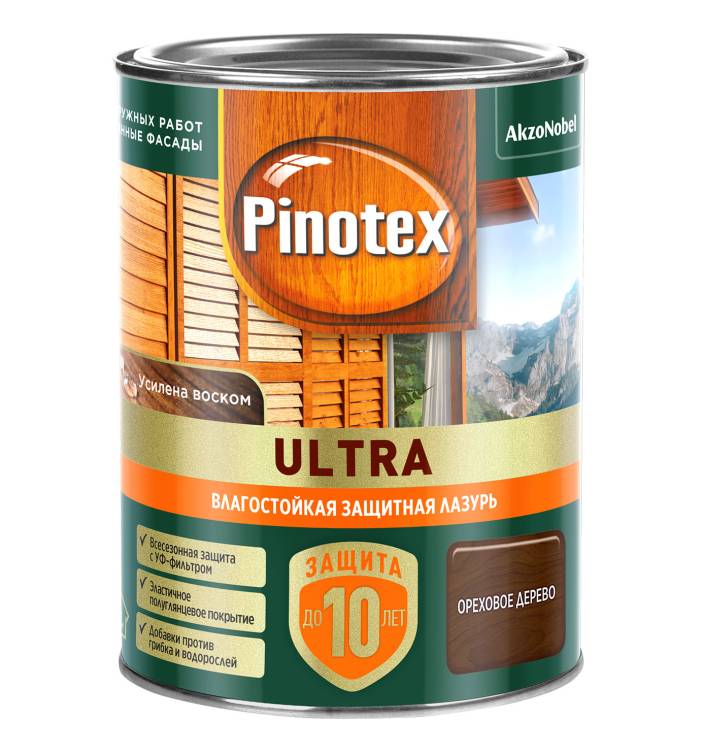 Пропитка декоративная для защиты древесины Pinotex Ultra AWB полуглянцевая ореховое дерево 0.9 л