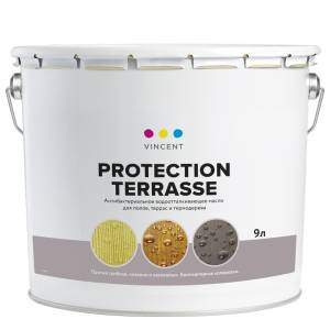 Масло деревозащитное антибактериальное водоотталкивающее Vincent Protection Terrasse 9 л