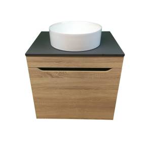 Тумба с раковиной Sintesi STL.W7017_00004151975 подвесная, белый, светло-коричневый, черный