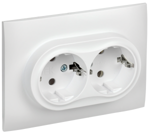 Розетка 2-местная с заземлением IEK Skandy SK-R21-16-K01-F арктический белый
