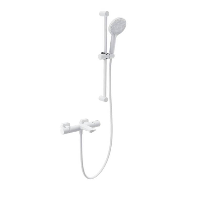 Смеситель для ванны Wonzon & Woghand WW-C2021-A-MW термостатический, с душевым гарнитуром, белый матовый