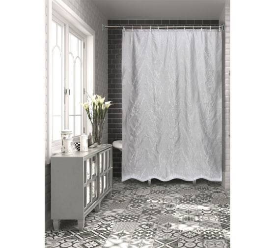 Штора для ванной Bath Plus LC1402-1S Маленькие кольца, 180x200, серый