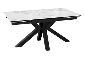 Стол Дик DikLine SFE140 00-00076283 керамика Tianshan White, подстолье черное, опоры черные 140(200)x90x77