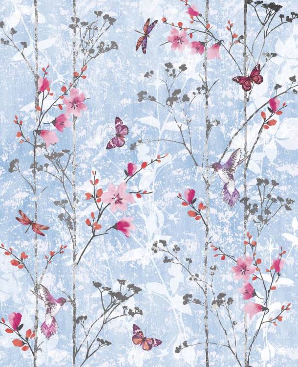 Бесшовные Eco обои Ortograf Flora 31122 Sugar Tree baby blue Жемчуг ОЕ-Р3