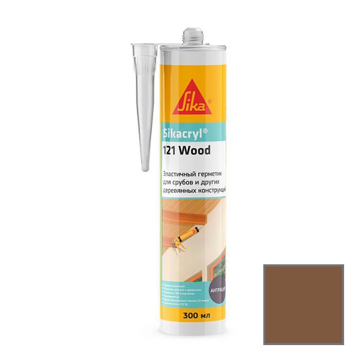 Герметик Sika Sikacryl-121 Wood паропроницаемый акриловый для деревянных конструкций 771899 Темно-коричневый Картридж 300 мл