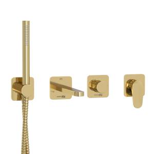 Душевой комплект Wasserkraft Neckar A2151.277.279.280.197.281 золотой, встраиваемый, с изливом, с лейкой