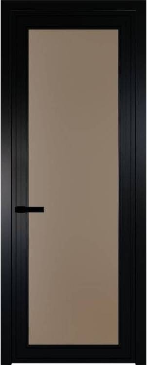 Межкомнатная дверь Profil Doors 1 AGP цвет профиля Черный, стекло безопасное 6 мм монохром капучино 800x2000