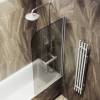 Шторка на ванну MaybahGlass MGV-766-5 40x140, поворотная, стекло бронза 6 мм, профиль хром матовый, с полотенцедержателем