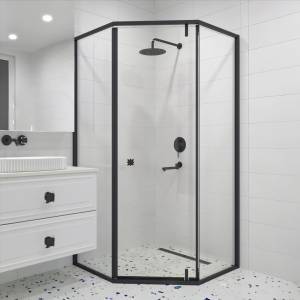 Душевой уголок RGW Hotel HO-088B 350608899-14 профиль черный, стекло прозрачное, 90x90x195