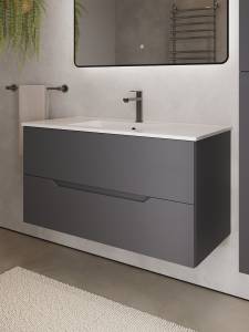 Тумба с раковиной Agger Свит SWE1000ETGR-31000W графит матовый, 100 см