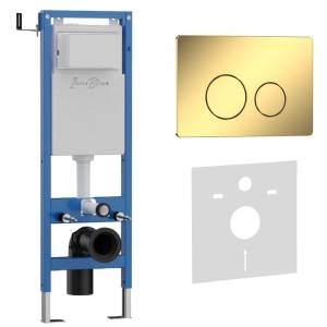 Система инсталляции для унитазов Iberica Blanca Inox-O IB.001M.816 кнопка смыва золото глянцевое