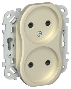 Розетка 2-местная с защитными шторками IEK Flite FI-R23-10-1-K37 шампань
