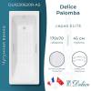 Чугунная ванна Delice Palomba DLR230620R-AS 170x70, с антискользящим покрытием, с отверстиями под ручки, без ножек