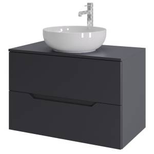 Тумба с раковиной Orange Line Li-80TugMDF+B07-420W графит матовый, 80.5 см