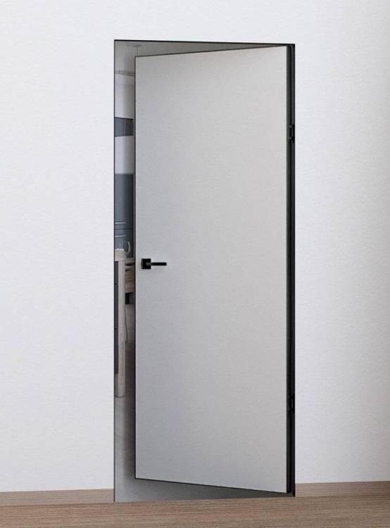 Дверь скрытая PX-0 Invisible, AL кромка черная с 4 сторон, обратное открывание 800x2000