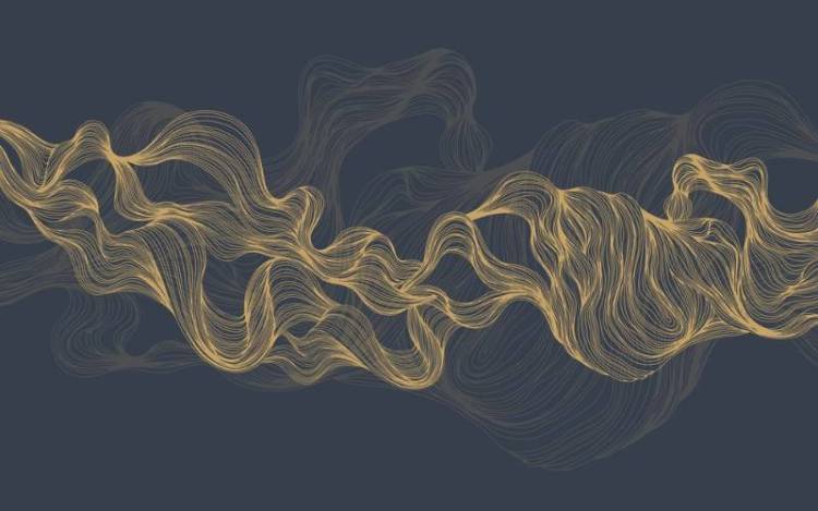 3D Фотообои Artegrafico «Золотые узорчатые линии на синем» LST-017 песок