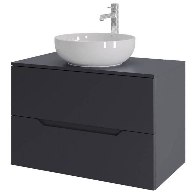 Тумба с раковиной Orange Line Li-80TugMDF+B07-420W графит матовый, 80.5 см