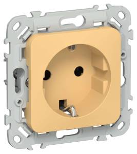 Розетка 1-местная с заземлением IEK Flite FI-R11-16-1-K90 золотарник