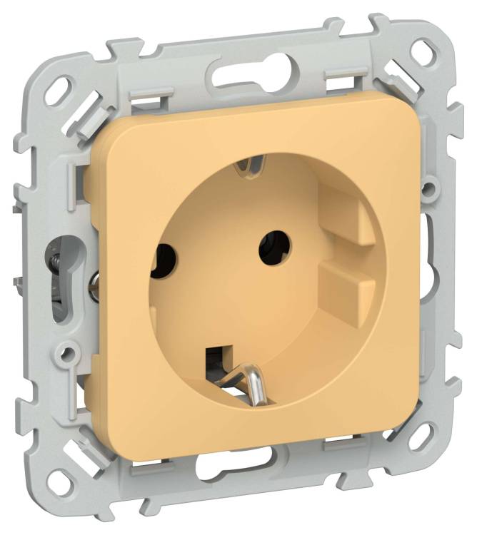 Розетка 1-местная с заземлением IEK Flite FI-R11-16-1-K90 золотарник