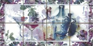Панно Absolut Keramika Acuarela Composicion Vino 20x40