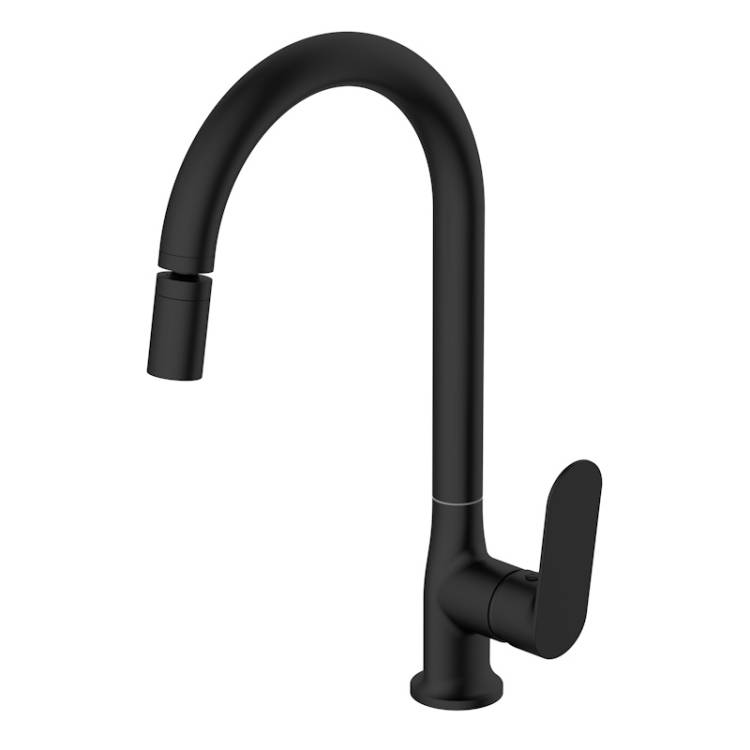 Смеситель для кухни Voda Shore Black SHR519BAR с аэратором на шарнире, черный