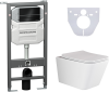 Комплект Унитаз подвесной Ceramica Nova Metric Rimless CN3007 с микролифтом, безободковый + Система инсталляции для унитазов Ceramica Nova Envision Flat CN1002B кнопка черная матовая +  и шумоизоляционной панелью