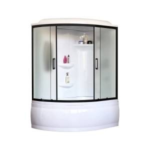 Душевая кабина Royal Bath RB 140ALP-C-BL правая, профиль черный, стекло матовое, 140x95x225