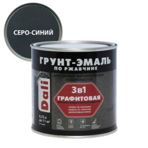 Грунт-эмаль по ржавчине 3 в 1 графитовая алкидная Dali матовая серо-синий 0.75 л