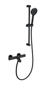 Смеситель для ванны Wonzon & Woghand WW-C2002-A-MB с душевым гарнитуром и термостатом, черный матовый