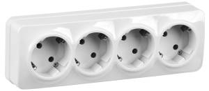 Розетка 4-местная с заземлением IEK Glory ERH41-K01-16 белый