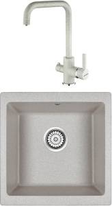 Комплект Paulmark Brilon PM104546-GR серый + Смеситель Paulmark Logas Lo213021-310 для кухонной мойки, серый