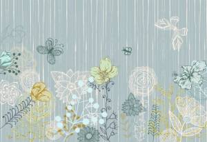 3D Фотообои Artegrafico «Цветочная аппликация» KID-151 песок