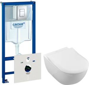 Комплект  Система инсталляции Grohe Rapid SL 38775001 4 в 1 с кнопкой смыва + Унитаз подвесной Villeroy&Boch Subway 2.0 5614R201 alpin