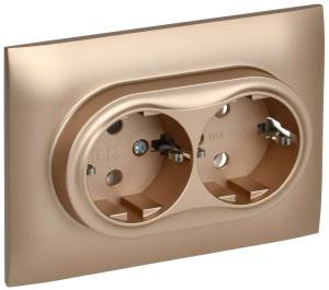 Розетка 2-местная с заземлением IEK Skandy SK-R21-16-K98-F песочный