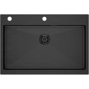 Мойка кухонная Paulmark Vast-pro PM707551-GM 75x51 вороненая сталь
