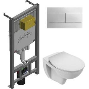 Унитаз с инсталляцией Jacob Delafon Patio E21740RU-00 с кнопкой хром