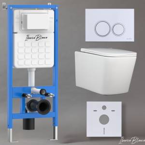 Комплект Iberica Blanca Toledo Alto IB001.TLA.231.821 унитаз безободковый, белый, сиденье микролифт, клавиша смыва белый глянцевый